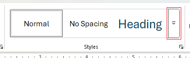 Styles Gallery expand button on ribbon in Word